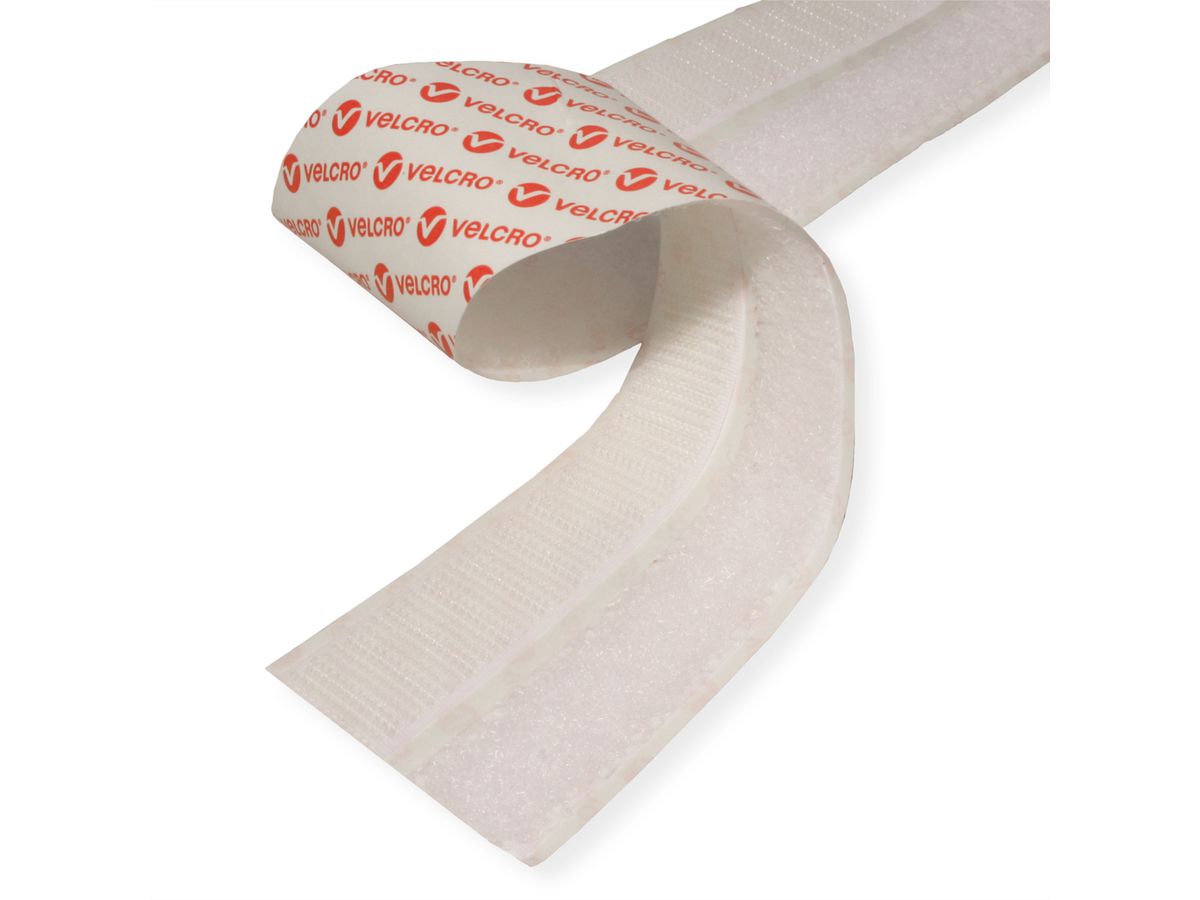 VELCRO® Klettband Selbstklebend, Haken & Flausch 20mm x 10m Weiß
