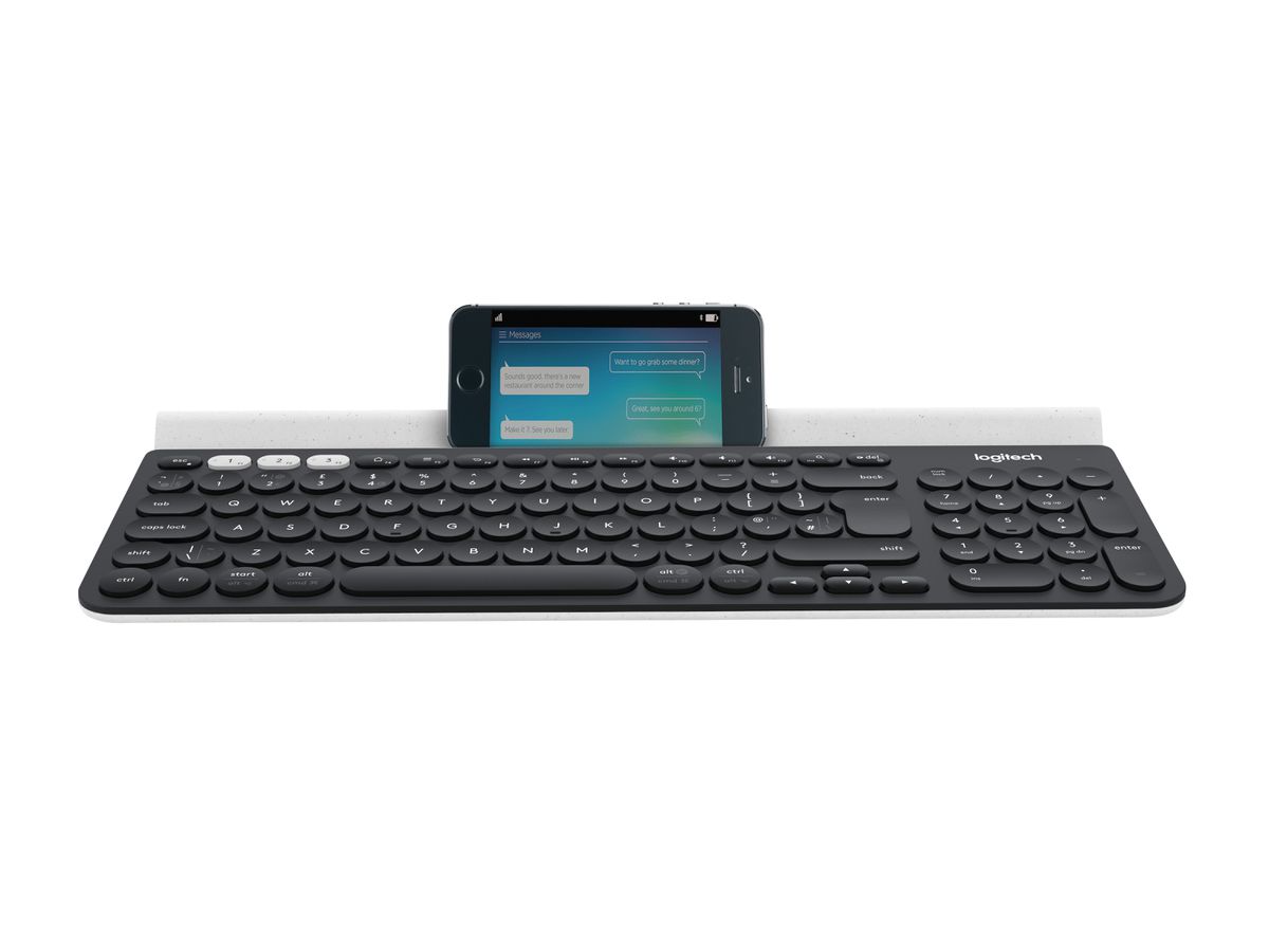 Logitech K780 Multi-Device Wireless Keyboard Tastatur RF Wireless + Bluetooth QWERTY Englisch Grau, Weiß