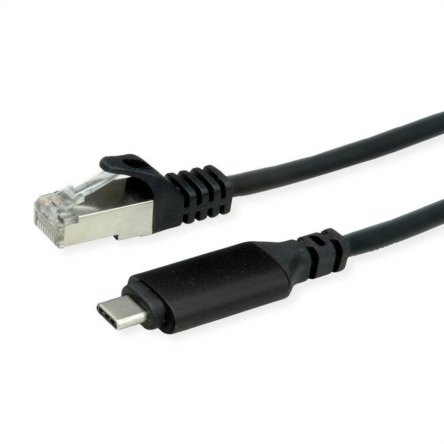 ROLINE USB-C zu Gigabit Ethernet Konverterkabel, schwarz, 5 m
