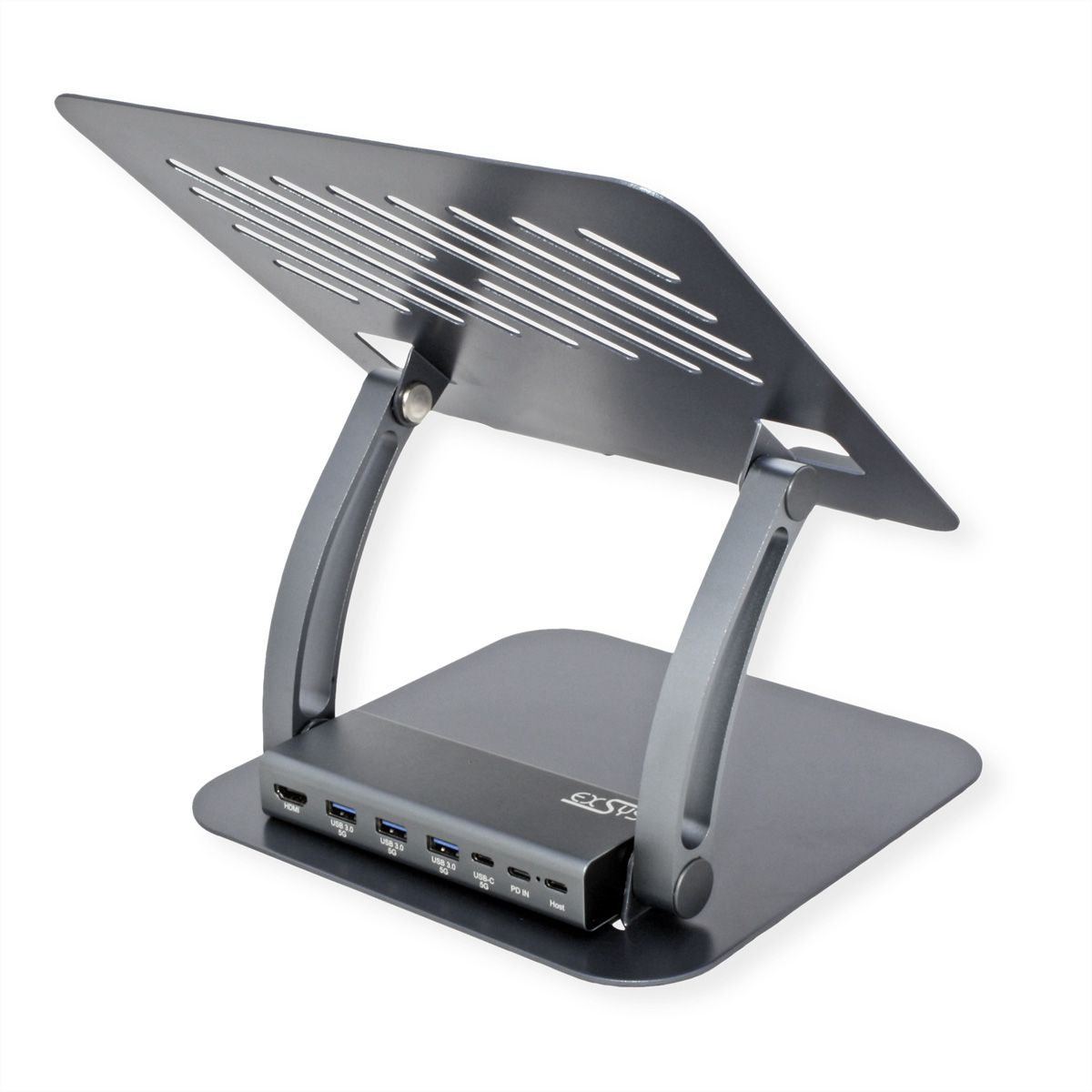 EXSYS EX-1224HM Laptopständer mit abnehmbarer 7 in 1 USB-C Dockingstation