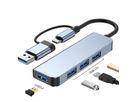 VALUE USB3.2 Gen1 Metall Hub, 4fach Typ A, (1x USB 3.2Gen1 + 3x USB 2.0), Typ A+C Anschlusskabel