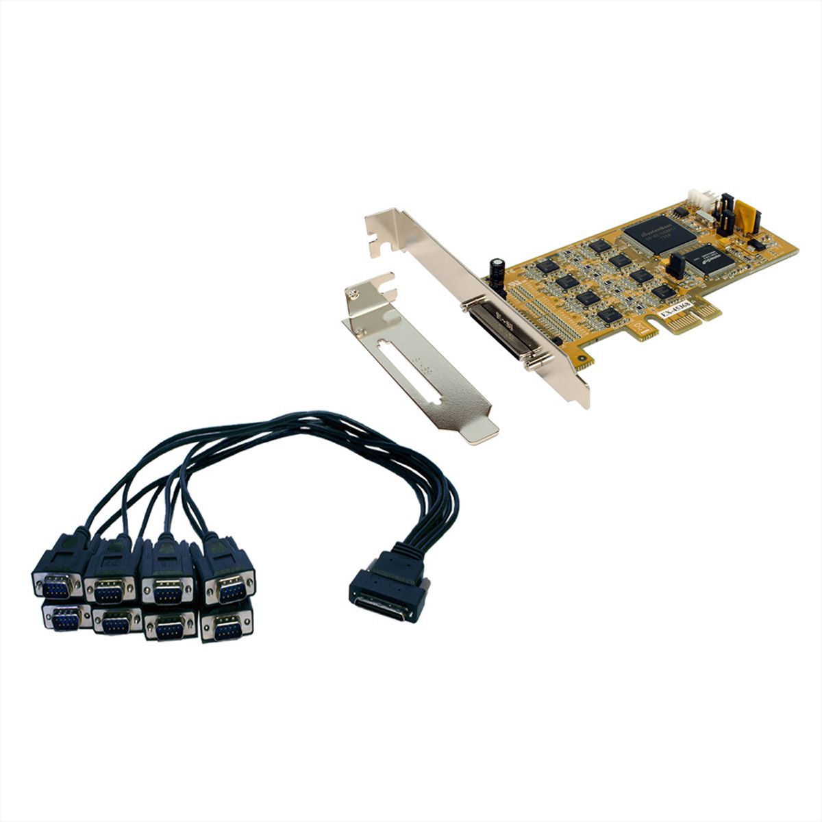 EXSYS EX-45368 PCI Express 8x seriell inkl. LP Bügel und Octopus 