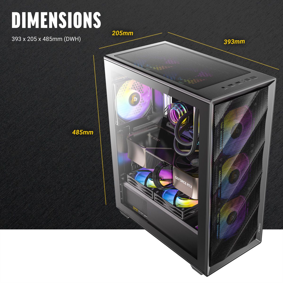 ANTEC AX85 ARGB PC Gehäuse Midi Tower Gaming ATX, schwarz