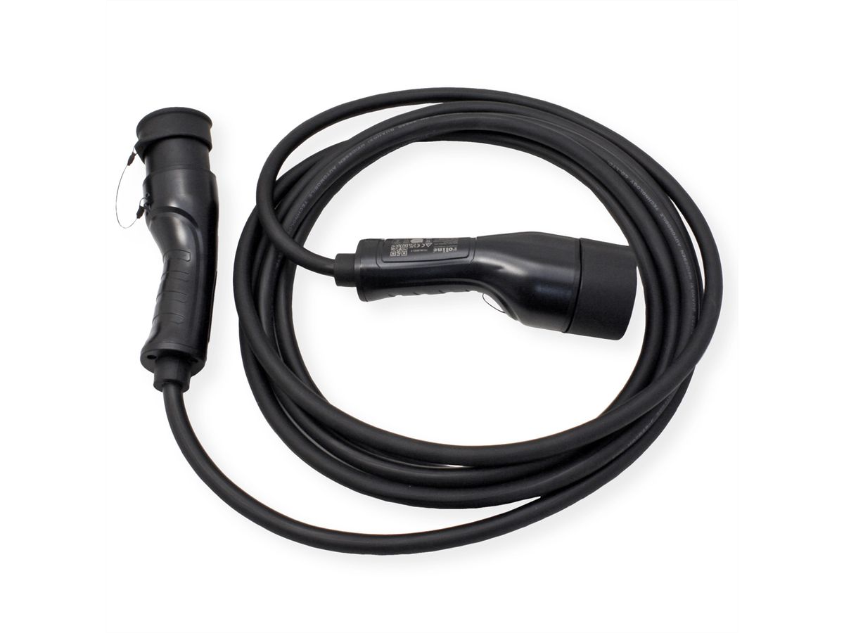 ROLINE E-Auto Ladekabel Typ2, 1-phasig, 250VAC (1P+N+E), 32 A, 7,4 kW, 5 m