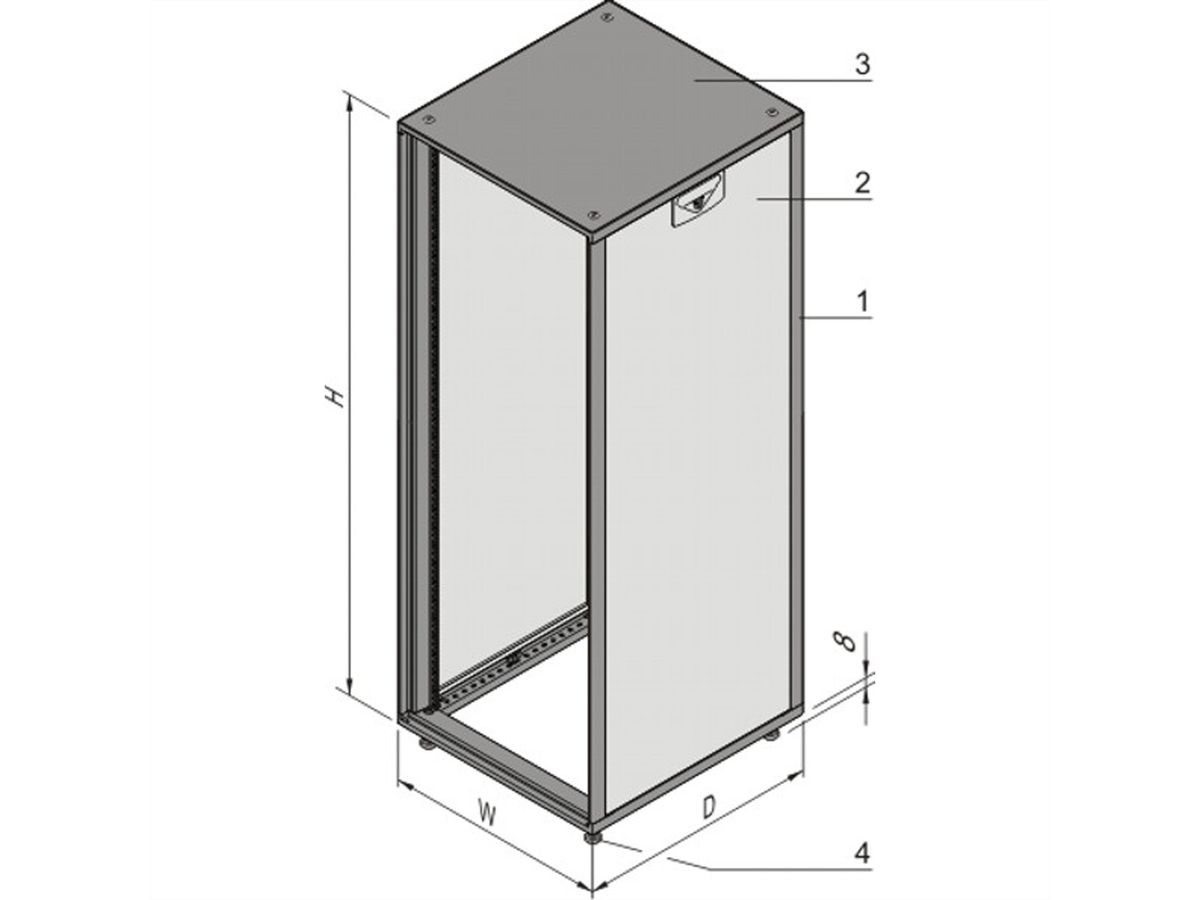 SCHROFF 19"-Schrank, Tür- und Rückwandkombination frei wählbar - NOVASTAR 12HE553B600T 7021-35