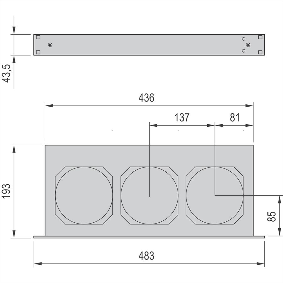SCHROFF 19"-Umlüfter 1 HE inklusive 3 Ventilatoren