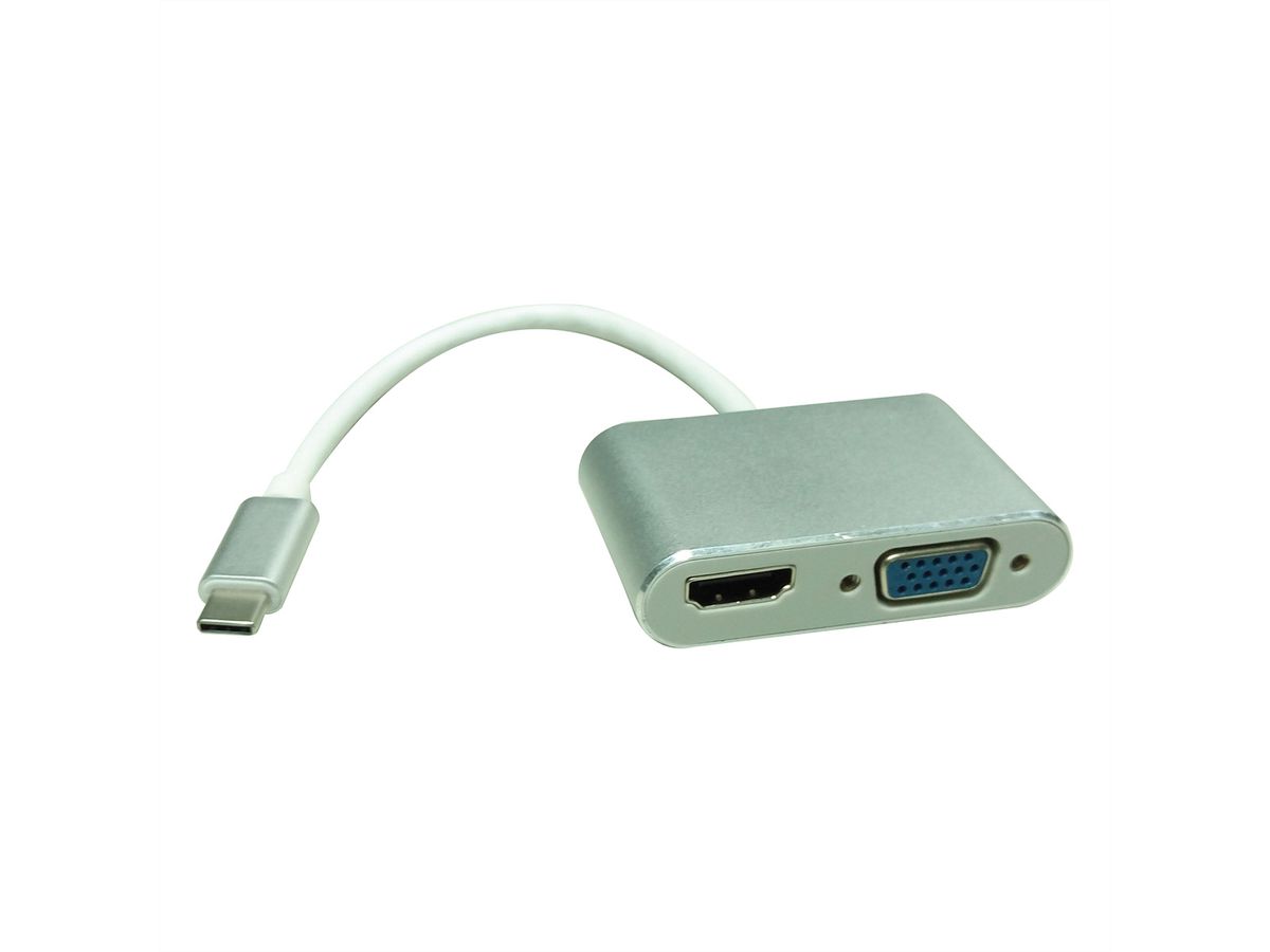 ROLINE Display Adapter USB Typ C - VGA + HDMI