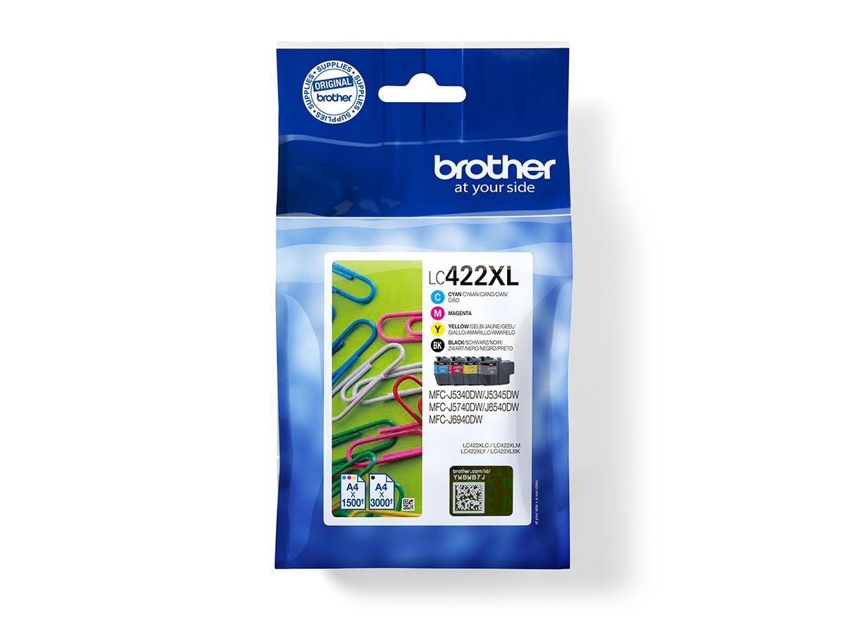 Brother LC422XLVAL Druckerpatrone 4 Stück(e) Original Schwarz, Cyan, Magenta, Gelb