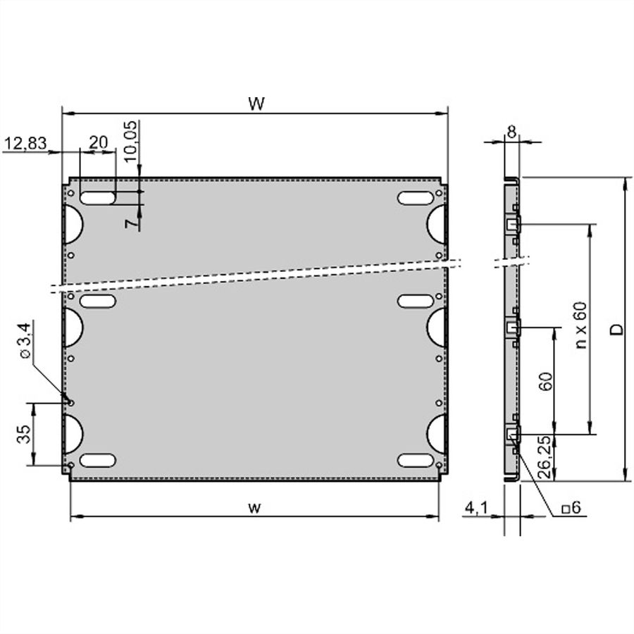 SCHROFF Montageplatte Standard - MONTAGEPLATTE 340T 63TE
