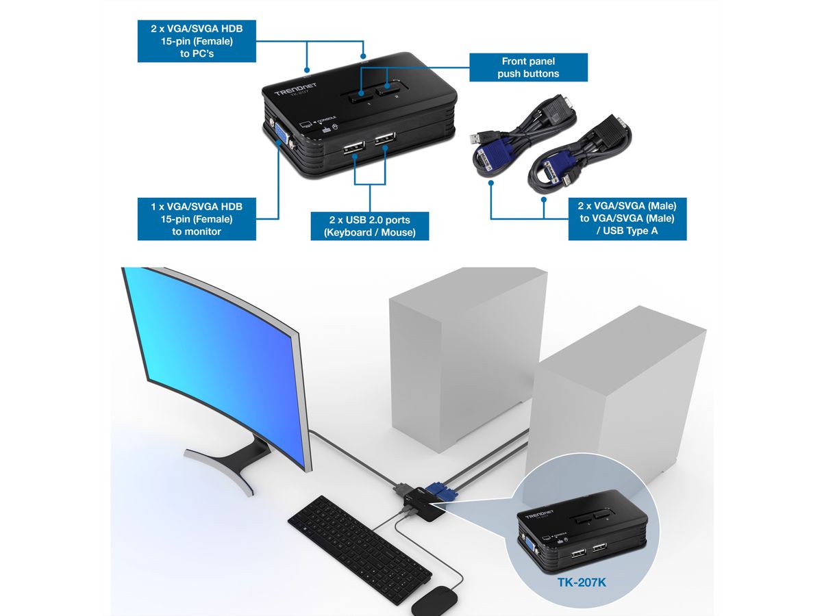TRENDnet TK-207K 2-Port-USB-KVM-Switch