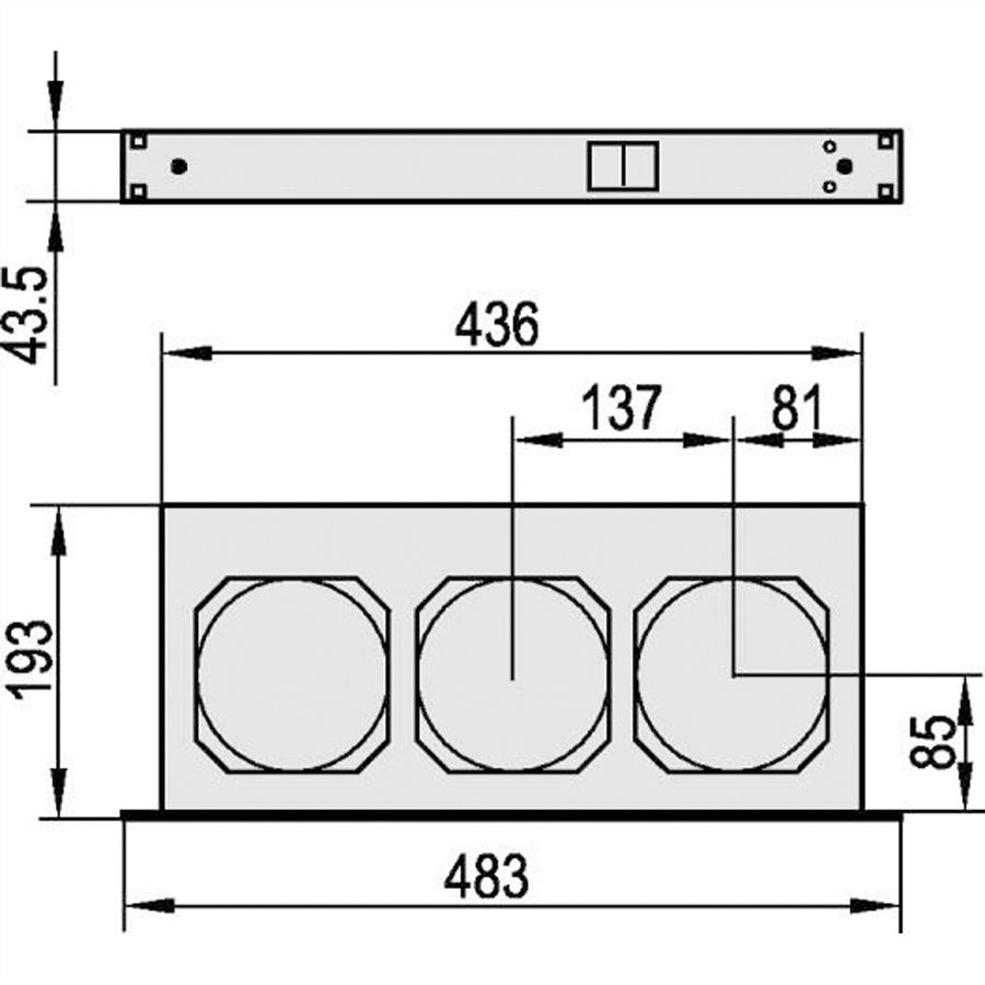 SCHROFF 19" Umlüfter, 3 Ventilatoren, 1 HE - UMLUEFTER 19"M.SCH. 115V