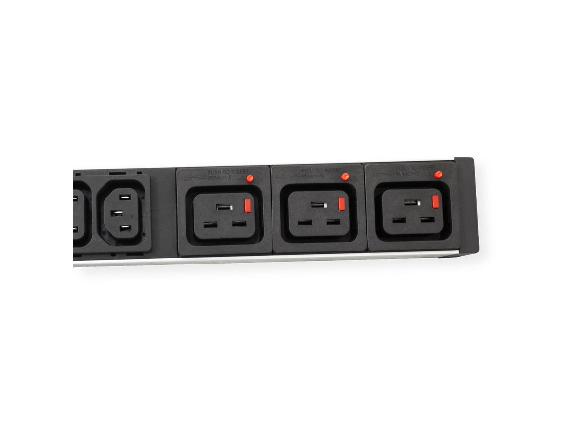 BACHMANN IT PDU ALU 1HE 24x C13 3x C19 Stecker CEE L+N+PE 16A blau
