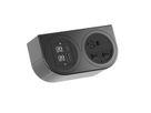 BACHMANN PIX HOLDER DOUBLE, 1x UK, 1x USB A/C, BS1363, schwarz, 2 m