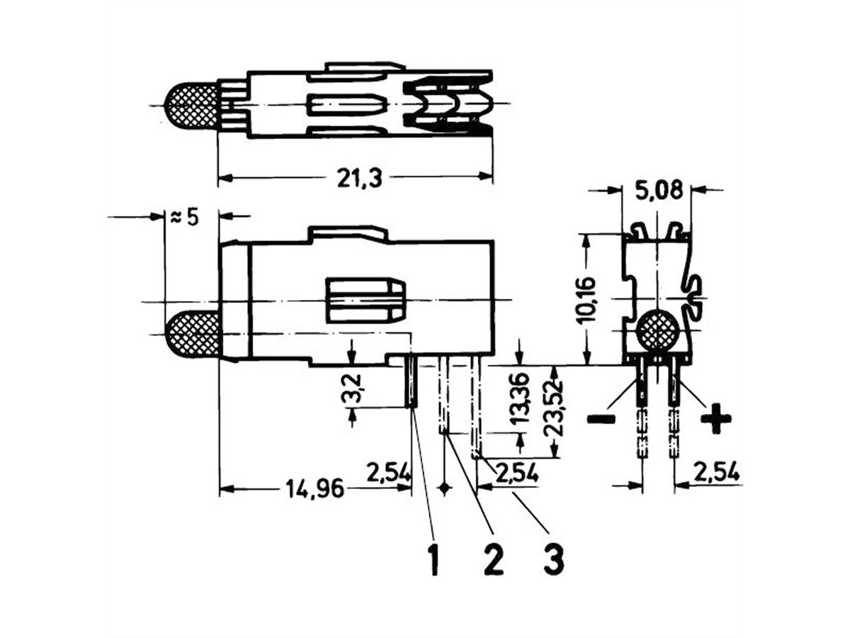 SCHROFF Einfach-LED, lange Bauform, x 3,2 mm - LEUCHTDIODE 3,2 GN 1.EBENE