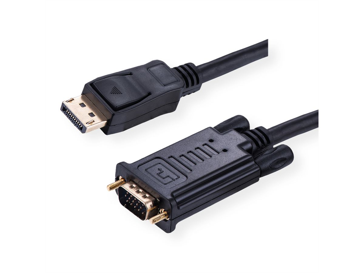 ROLINE Kabel DisplayPort-VGA, DP ST - VGA ST, schwarz, 5 m