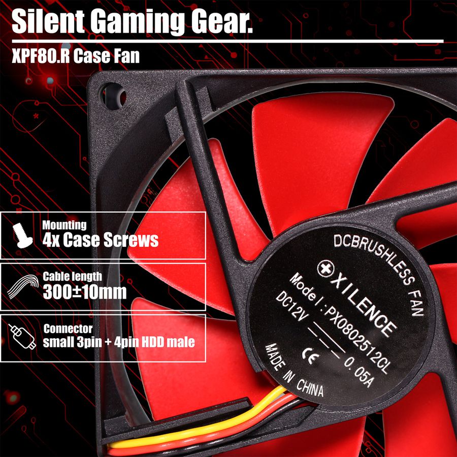 Xilence XPF80.R 80mm Performance Gehäuselüfter, 3PIN