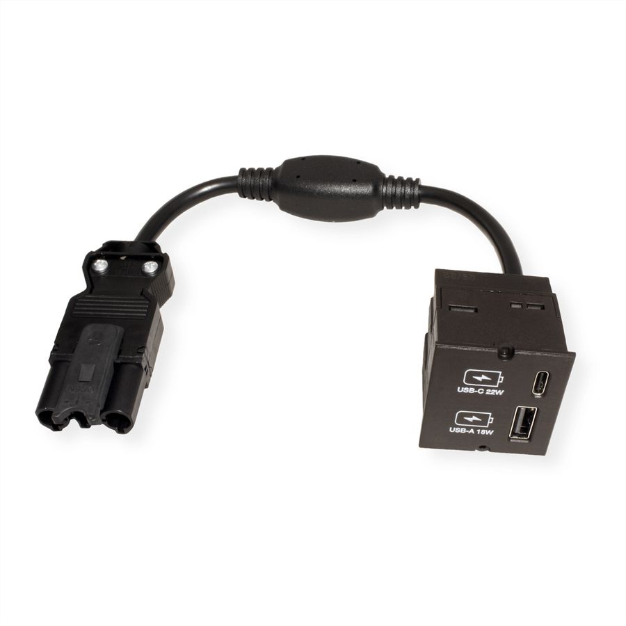 BACHMANN Custom Modul USB Charger Typ A & C 22W, Quickcharge, schwarz