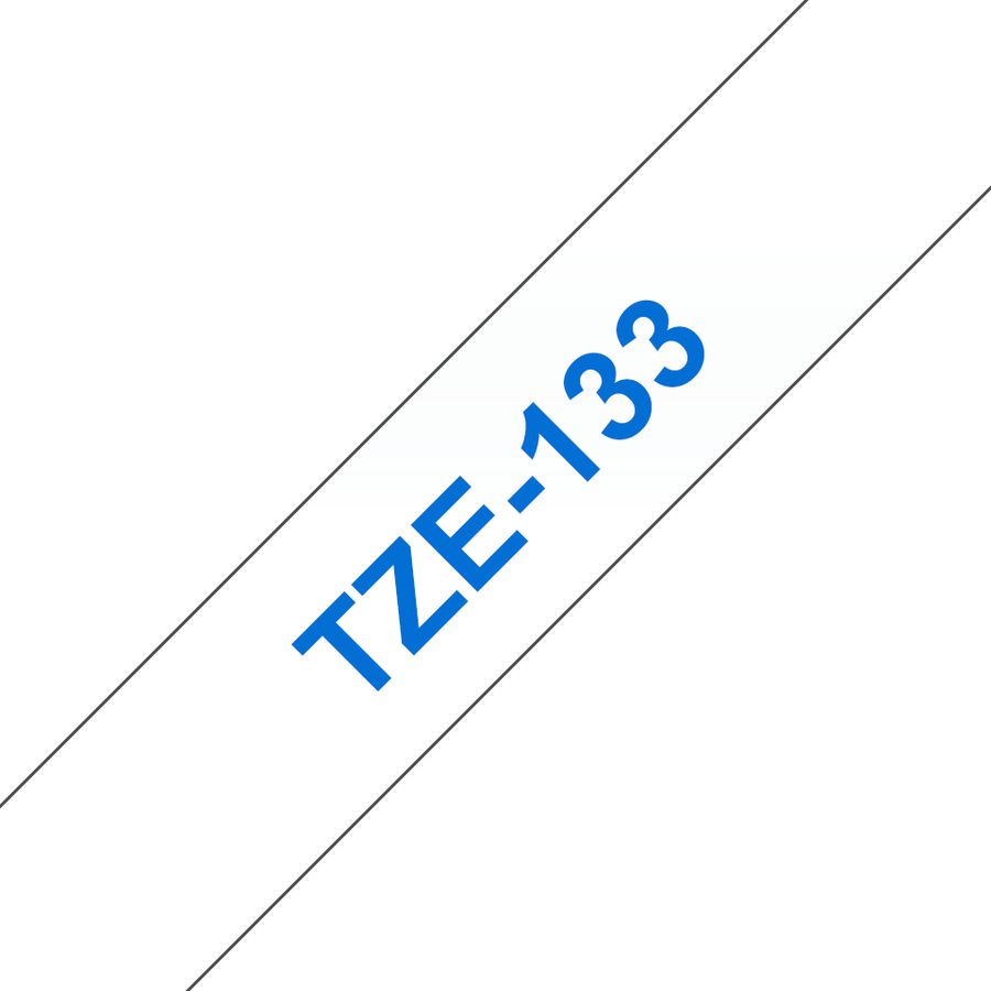 Brother TZE-133 Etiketten erstellendes Band Blau auf transparent