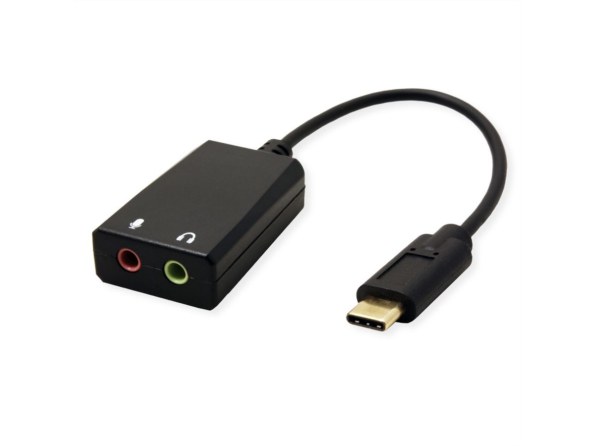 VALUE Adapter USB Typ C - 2x 3,5mm Audio, ST/BU, 0,13 m