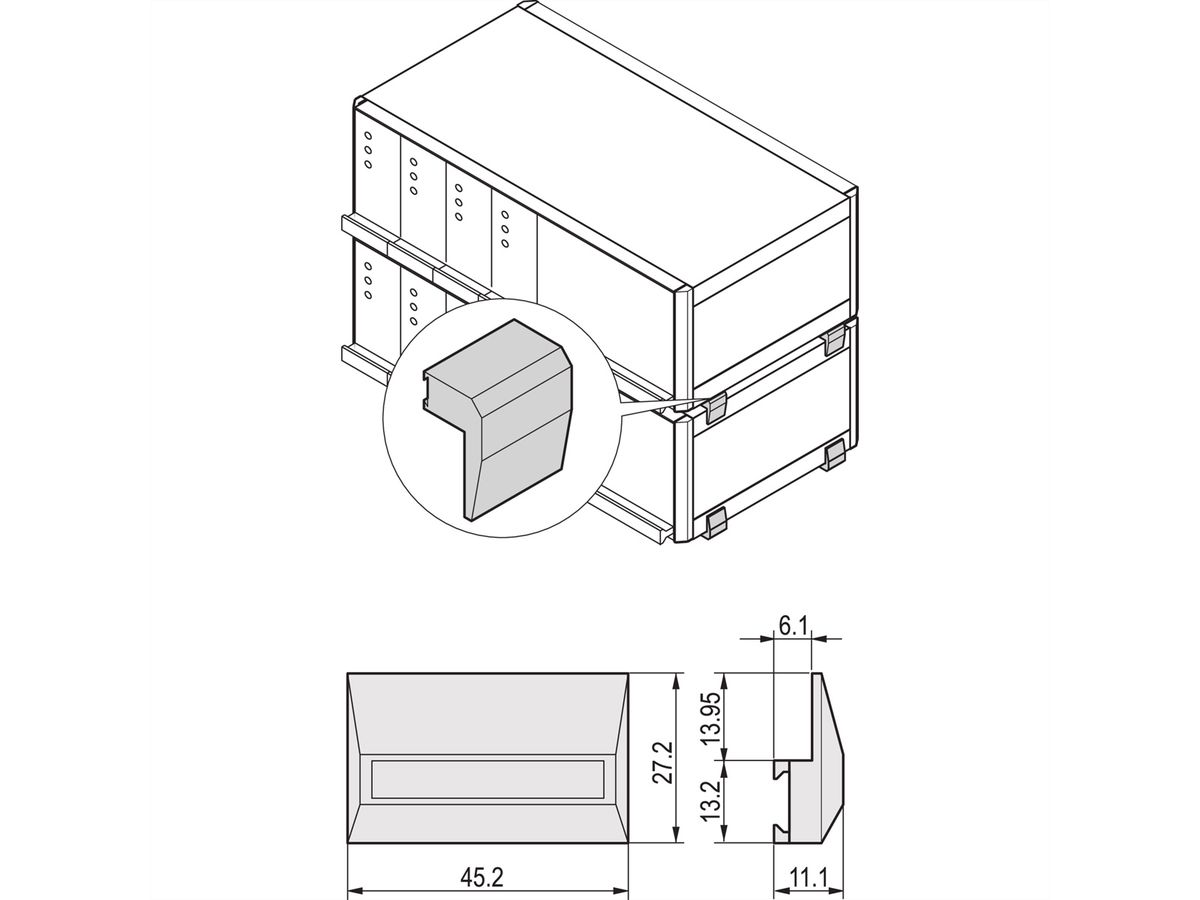 SCHROFF Stapelhilfe/Designelement - STAPELHILFE RAL9006 (4STK)