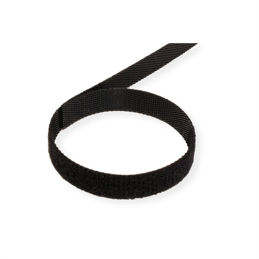 VALUE Klettband auf Rolle, 10mm, schwarz, 25 m