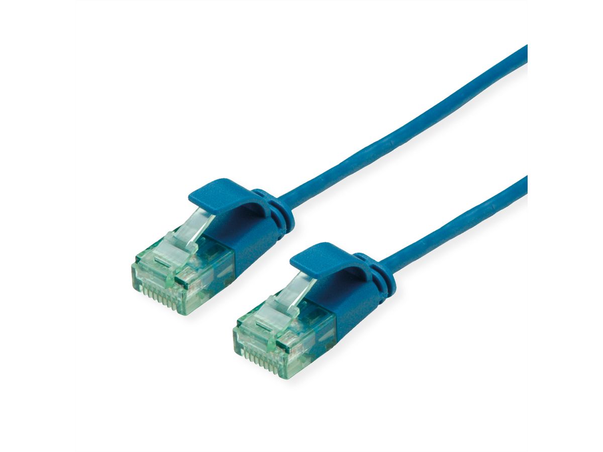 ROLINE RM UTP DataCenter Patchkabel Kat.6A (Class EA), slim, blau, 0,15 m