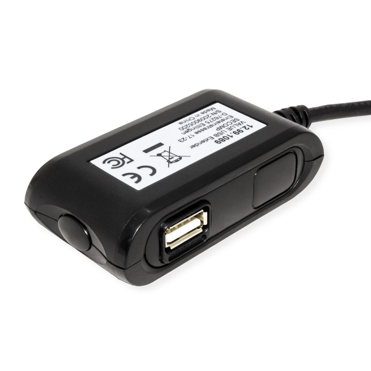 VALUE USB 2.0 Verlängerung, 2fach, schwarz, 5 m