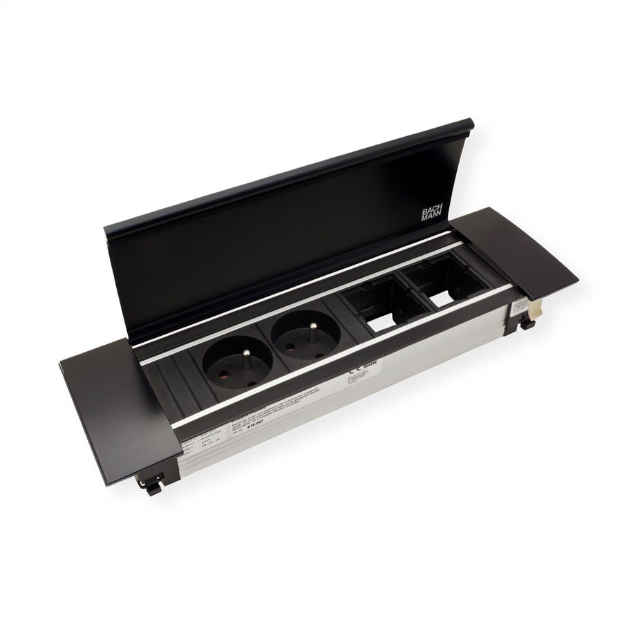 BACHMANN POWER FRAME COVER schwarz ALU 4-fach RAL9005