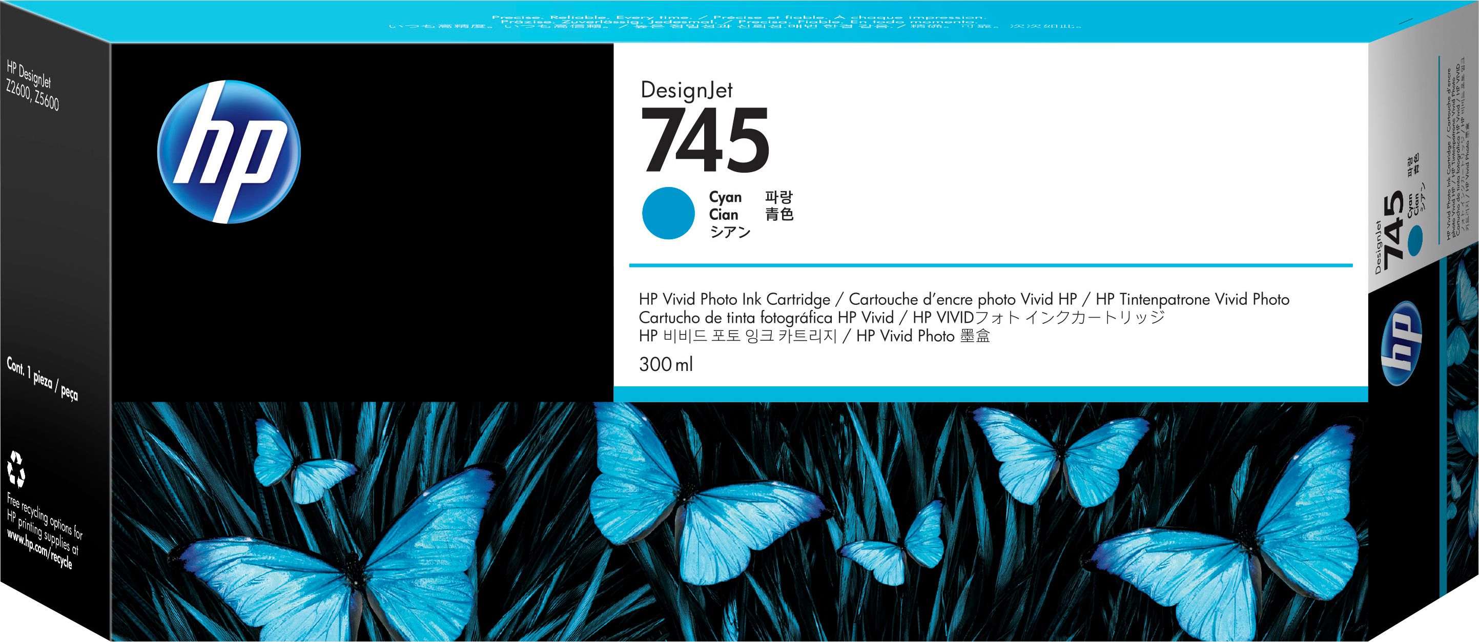 HP 745 DesignJet Druckerpatrone Cyan, 300 ml