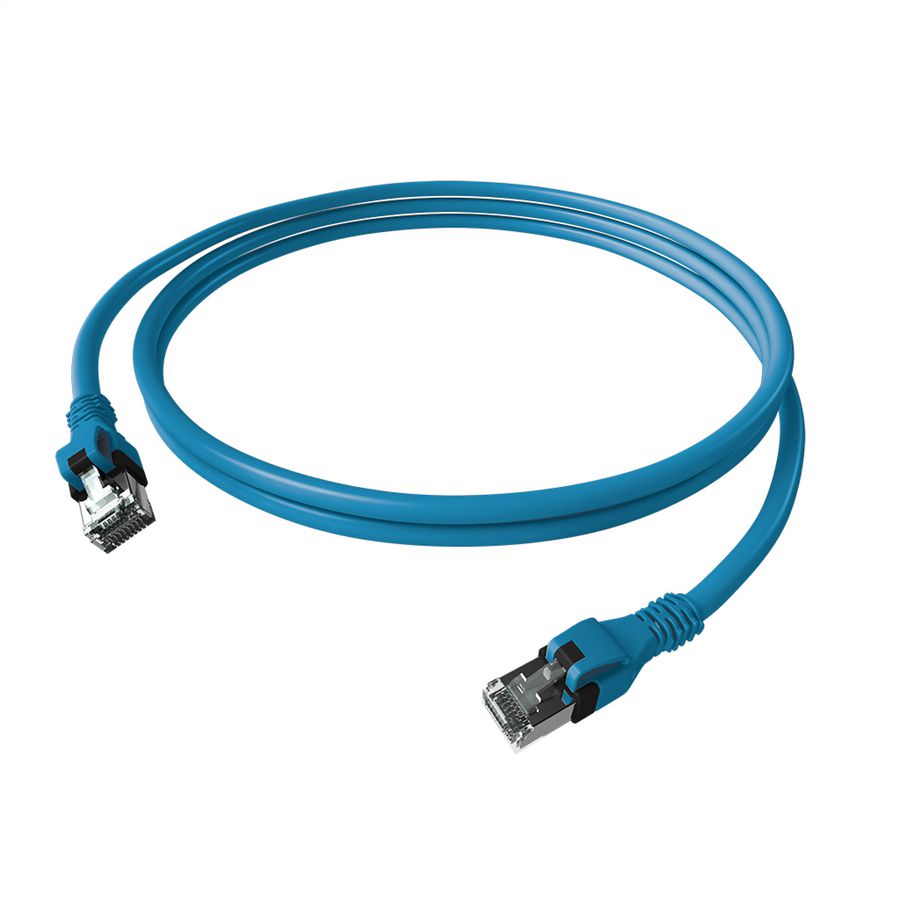EasyLan DualBoot PushPull IP20 Patchkabel, Cat.6A (Class EA), S/FTP, blau, 2 m