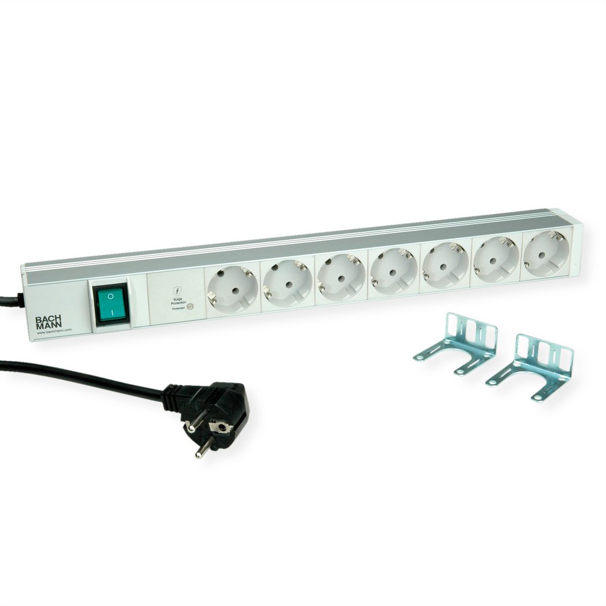 BACHMANN 19" 1HE 7xCEE7/3 1xSPD-Plus 1xSchalter 2,0m CEE7/7