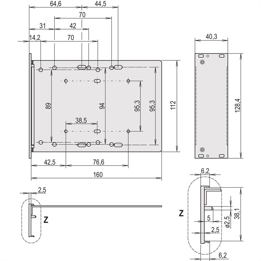 SCHROFF Laufwerkkassette mit U-Frontprofil geschirmt HD 1 x 3 1/2", 3 HE vertikal - LAUFWERKSKAS.3HE 8TE HD