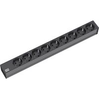 BACHMANN 19" Steckdosenleiste 9fach, ohne Schalter, schwarz, GST18