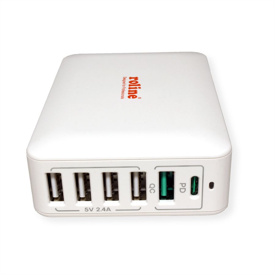 ROLINE USB Charger, 6 Port (4x USB-A, 1x USB-C, 1x USB-A QC3.0), max. 60W