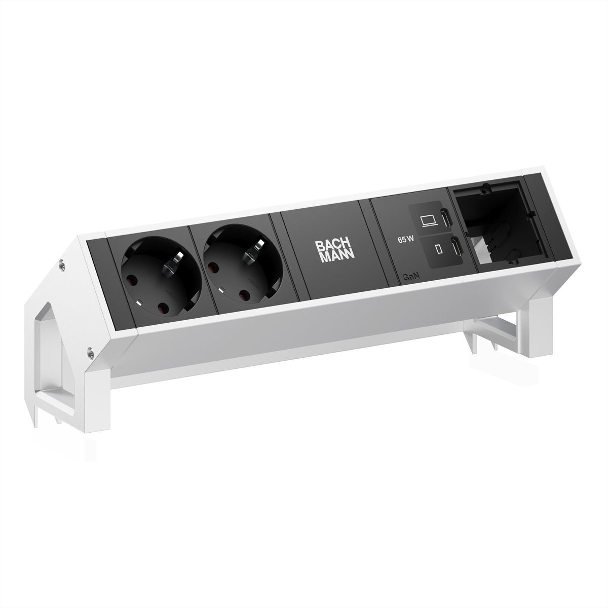 BACHMANN DESK2 2xCEE7/3 1xUSB C/C 65W, 1xCM L=0,2m INOX