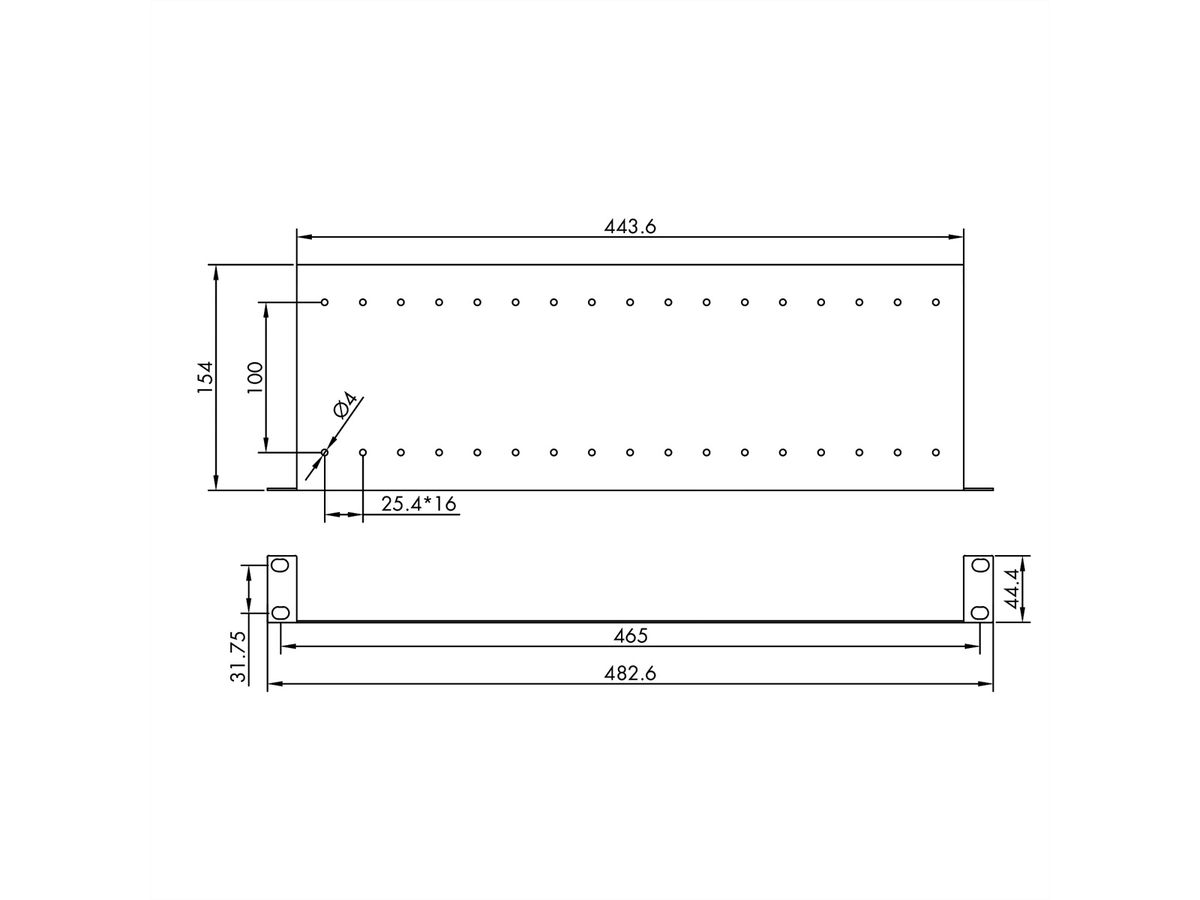 VALUE 19"-Fachboden mit 2 verstellbaren Teilern, 1 HE, schwarz