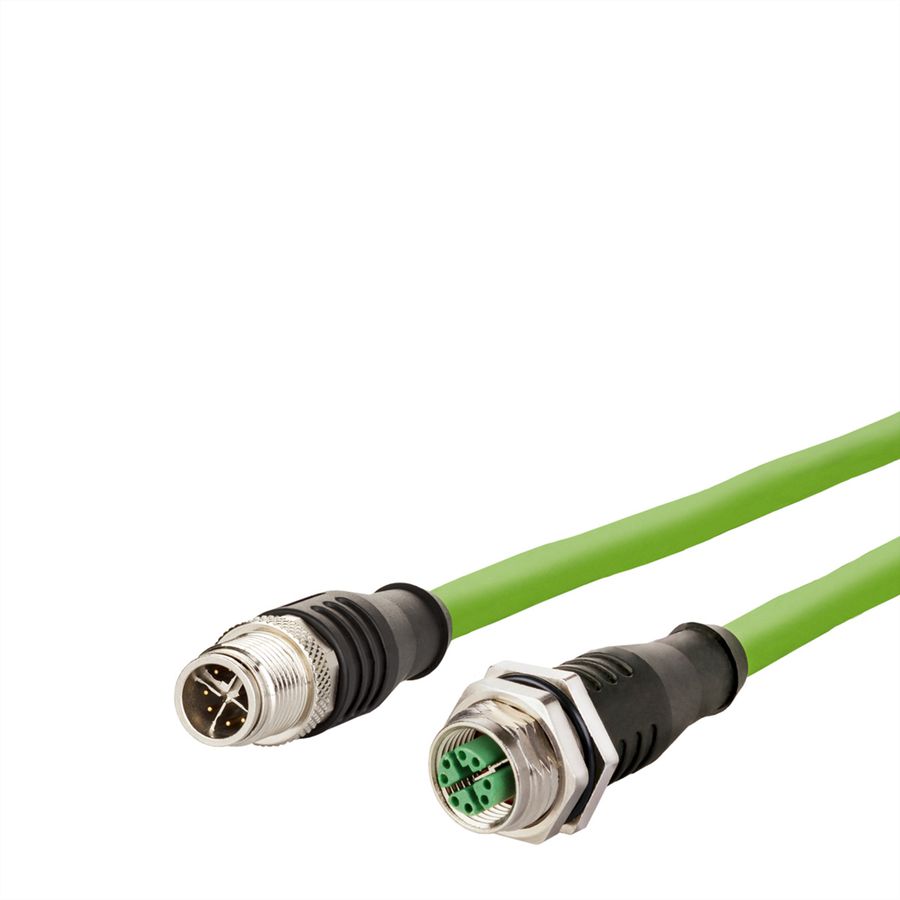 METZ CONNECT Verbindungsleitung M12 BU-M12 ST, 8-pol X-kodiert, gerade-gerade, 1 m