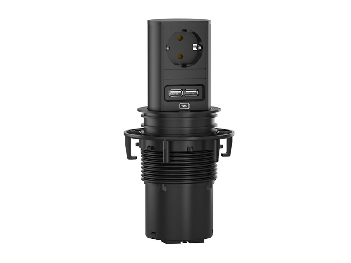 BACHMANN ELEVATOR 1xCEE7/3 1xUSB Charger 2,0m AEH RAL9005