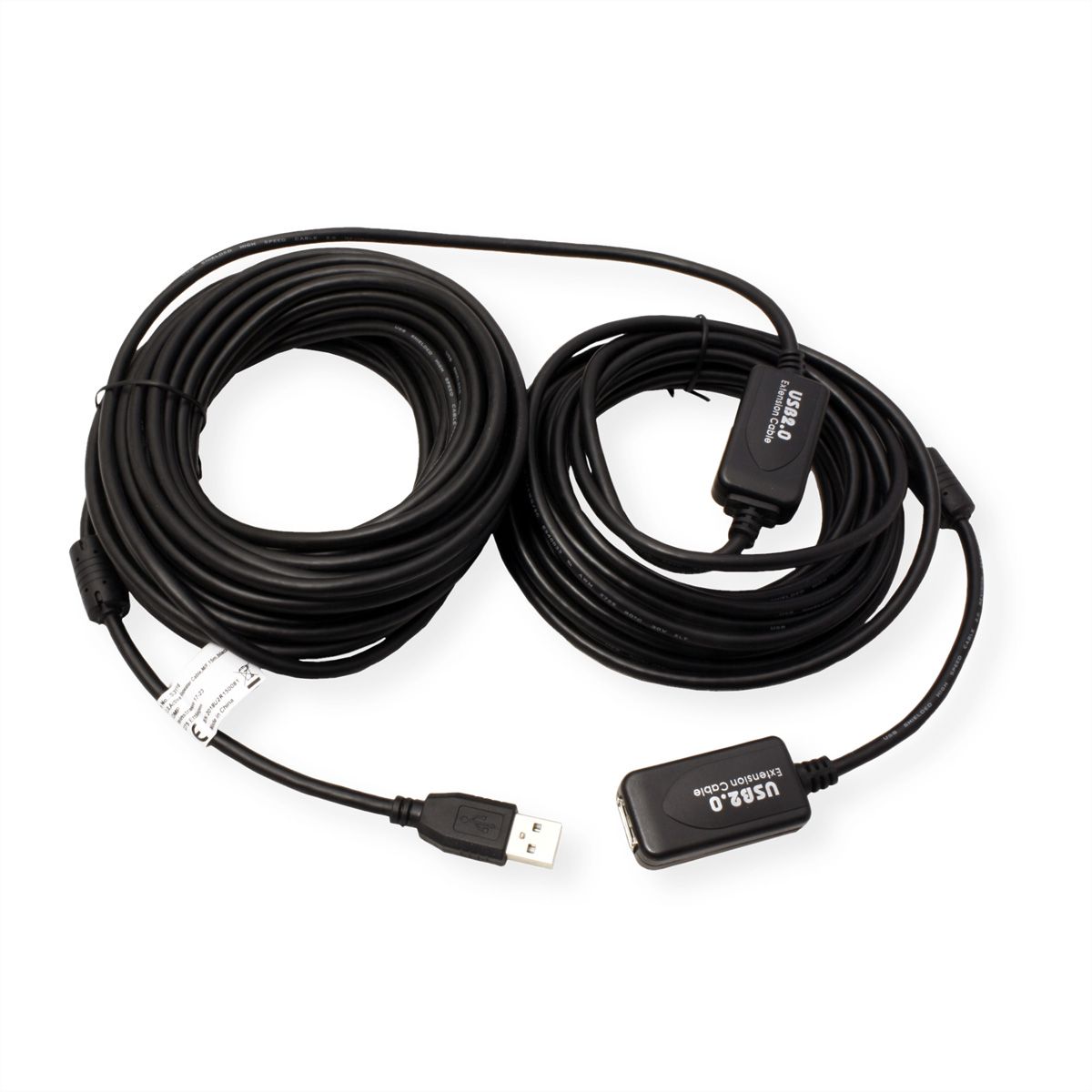 STANDARD USB 2.0 Verlängerung, aktiv, mit Repeater, schwarz, 15 m