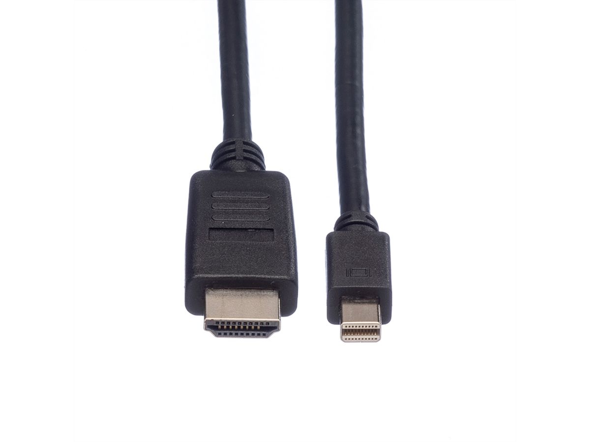 ROLINE Mini DisplayPort Kabel, Mini DP-HDTV, ST/ST, schwarz, 3 m