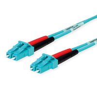 TELEGÄRTNER LWL Rangierkabel 2x G50/125 OM3, 1x LC Duplex - 1x LC Duplex, türkis, 1 m