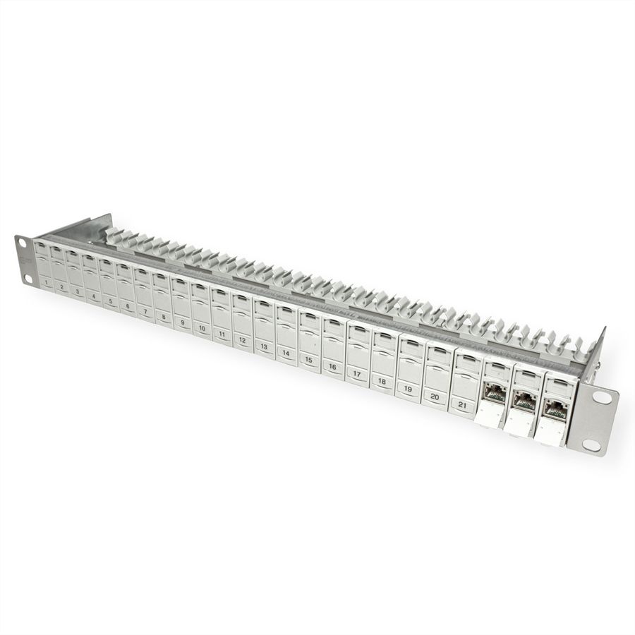 METZ CONNECT 19"-Panel 1HE bestückt mit 24 E-DAT Modulen Cat.6A (Class EA)
