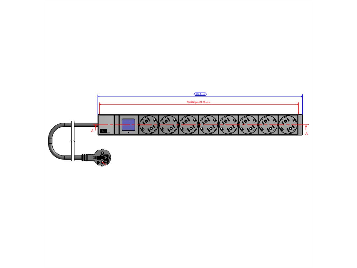 BACHMANN BN0500 19" 1HE 8x Schutzkontakt, Leistungsmessung, Schutzkontakt-Anschluss