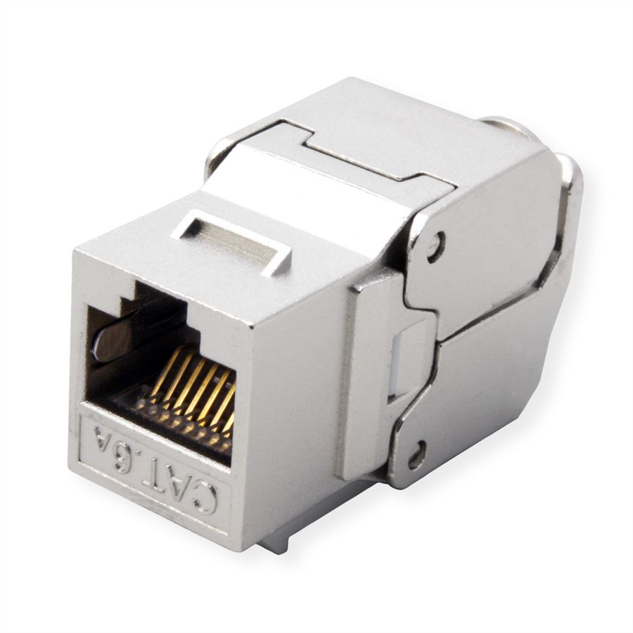 ROLINE Cat.6A (Class EA) Keystone, RJ-45, geschirmt, werkzeuglos, silberfarben