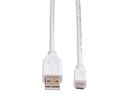 VALUE USB 2.0 Kabel, USB A ST - Micro USB B ST, weiß, 0,15 m