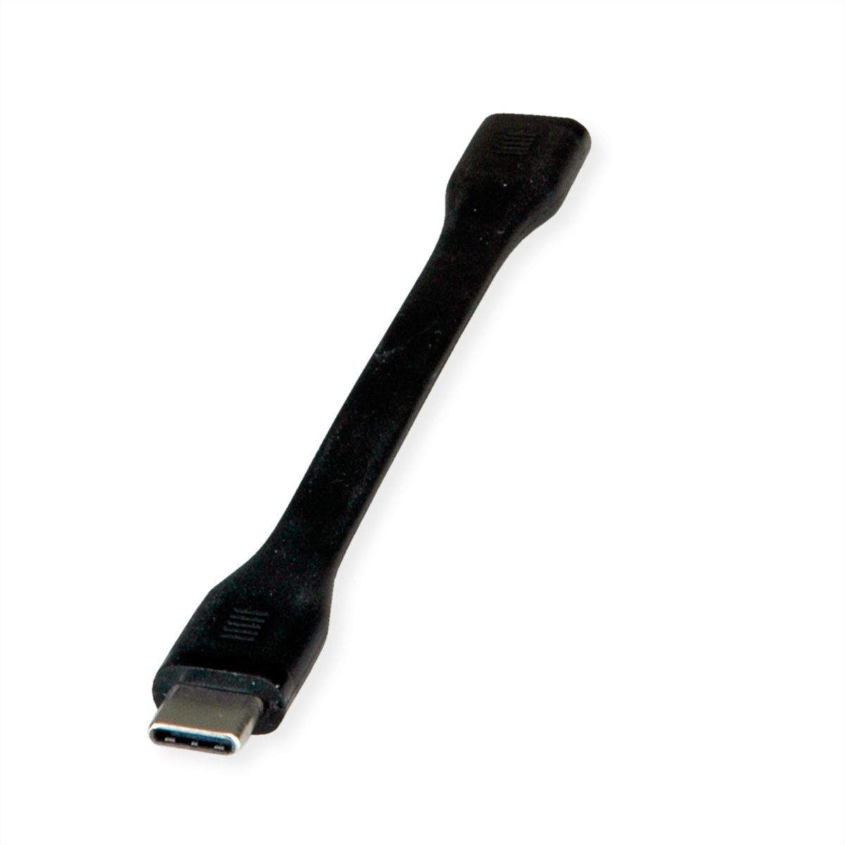 ROLINE USB4 Gen3x2 Verlängerungskabel, USB C-C, ST/BU, 8K UHD-2, 40Gbit/s, 100W, extra-flach, schwarz, 11,5 cm