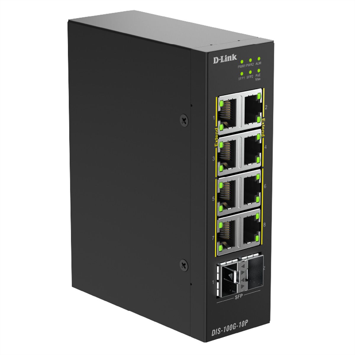 D-Link DIS-100G-10P 10-Port Switch PoE+ Industrial Gigabit 2x 2,5G SFP+