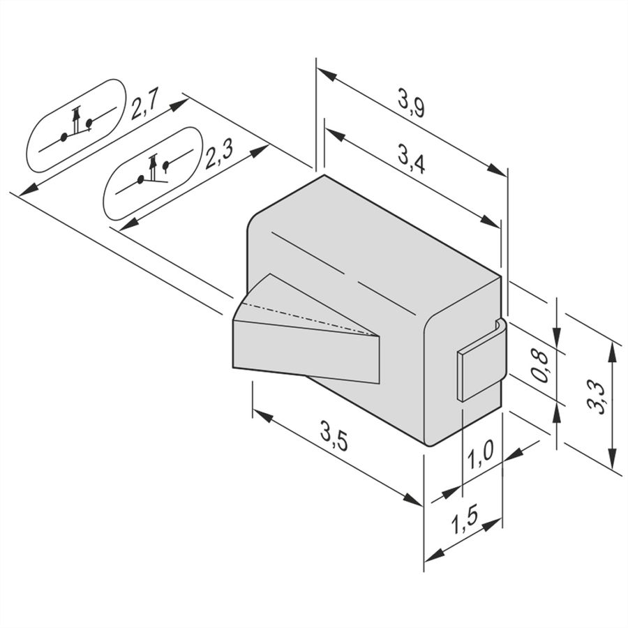 SCHROFF Mikroschalter, Öffner, für AdvancedMC- Carrier (Compact- und Full-size-Module) - MIKROSCHALT.CARRIER NC 10STK