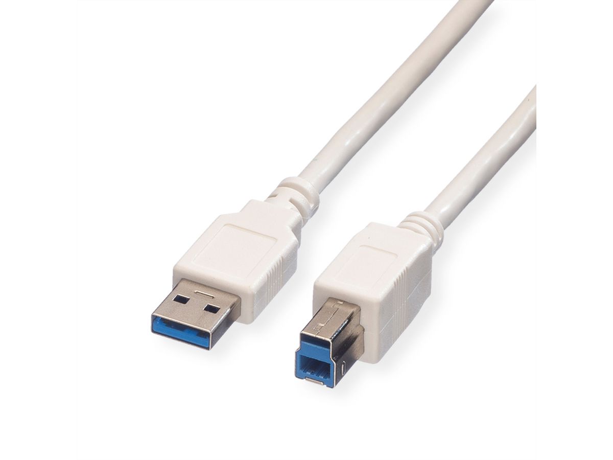 VALUE USB 3.2 Gen 1 Kabel, Typ A-B, weiß, 0,8 m