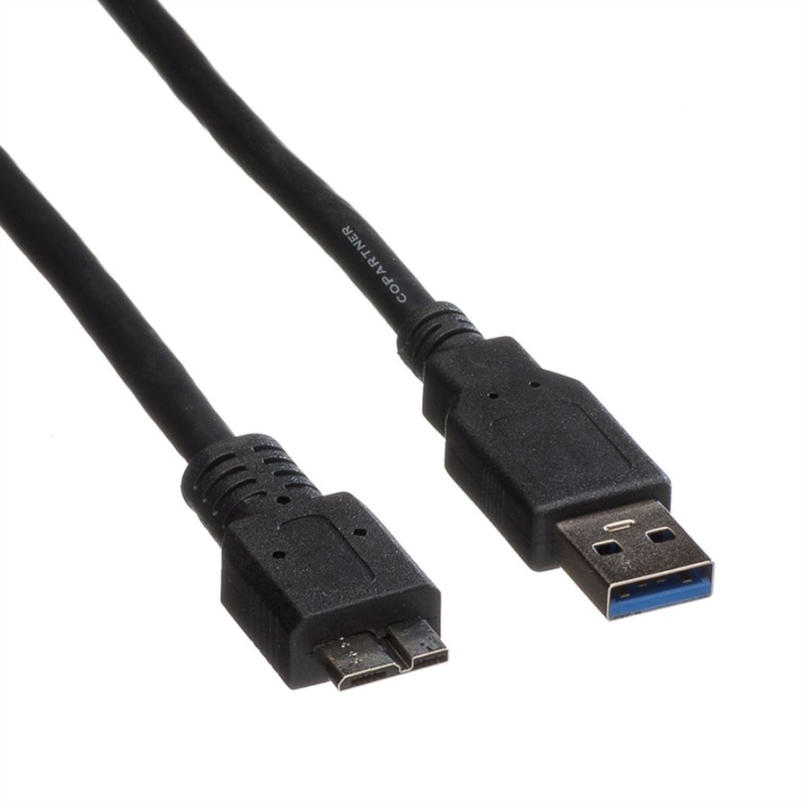 ROLINE USB 3.2 Gen 1 Kabel, A ST - Micro B ST, schwarz, 0,8 m
